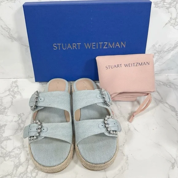 Stuart Weitzman Tomi Pearl Espadrille Slides - Picture 2 of 15